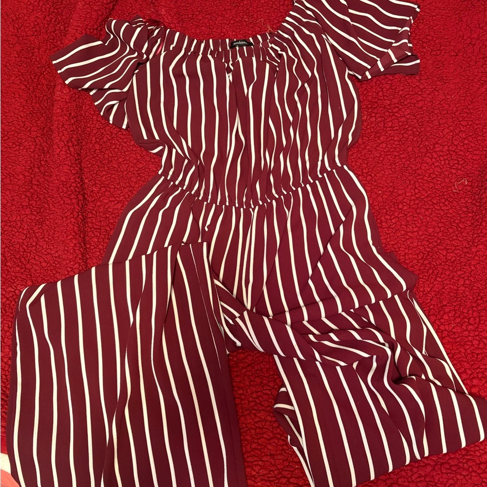 Striped Burgundy Jumpsuit